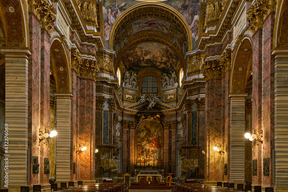 The baroque church of SS. Ambrogio e Carlo al Corso in Rome