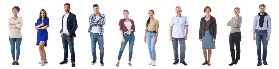 Set portrait of people on white