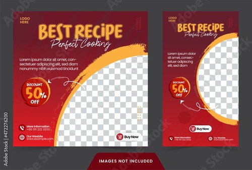 social media post recipe feed and story design banner or flyer for social media post
