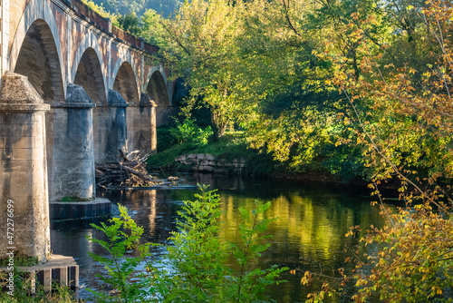 Bridge over the river Vezere in Les Eyzies. France.