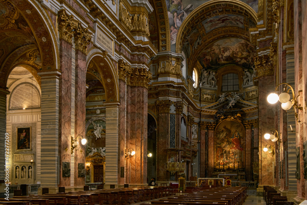 The baroque church of SS. Ambrogio e Carlo al Corso in Rome