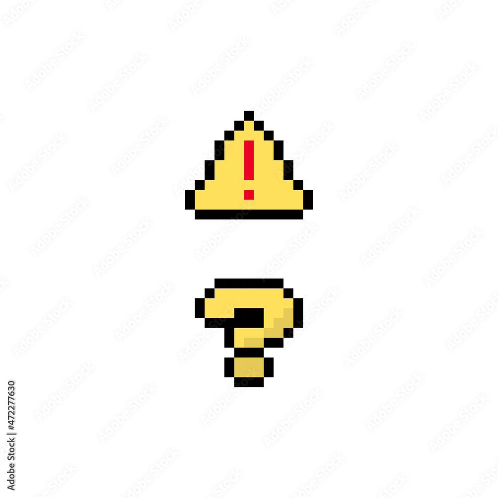 Fototapeta premium Pixel art 8-bit sign or question, isolated vector illustration