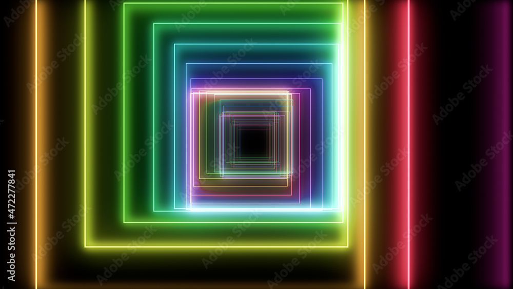 Fototapeta premium Tube Neon lines rainbow colored 3D illustration background