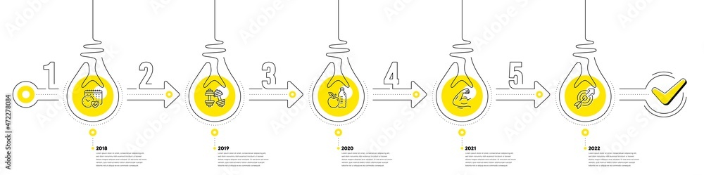 Lightbulb journey path infographics. Gym Infographic timeline with 5 steps. Sport process diagram with Exercise schedule, Dumbbells, Strong muscle arm and Goal target line icons. Vector Lightbulb journey path infographics. Gym Infographic timeline with 5 steps. Sport process diagram with Exercise schedule, Dumbbells, Strong muscle arm and Goal target line icons. Vector