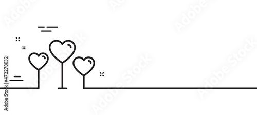 Love hearts line icon. Valentines day sign. Couple relationships symbol. Minimal line illustration background. Love heart line icon pattern banner. White web template concept. Vector