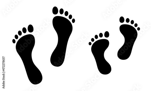 Human footprints and Baby footprints. Baby feet icon - stock vector.