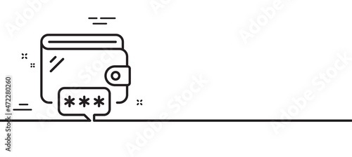 Wallet line icon. Money purse password sign. Cash budget symbol. Minimal line illustration background. Wallet line icon pattern banner. White web template concept. Vector