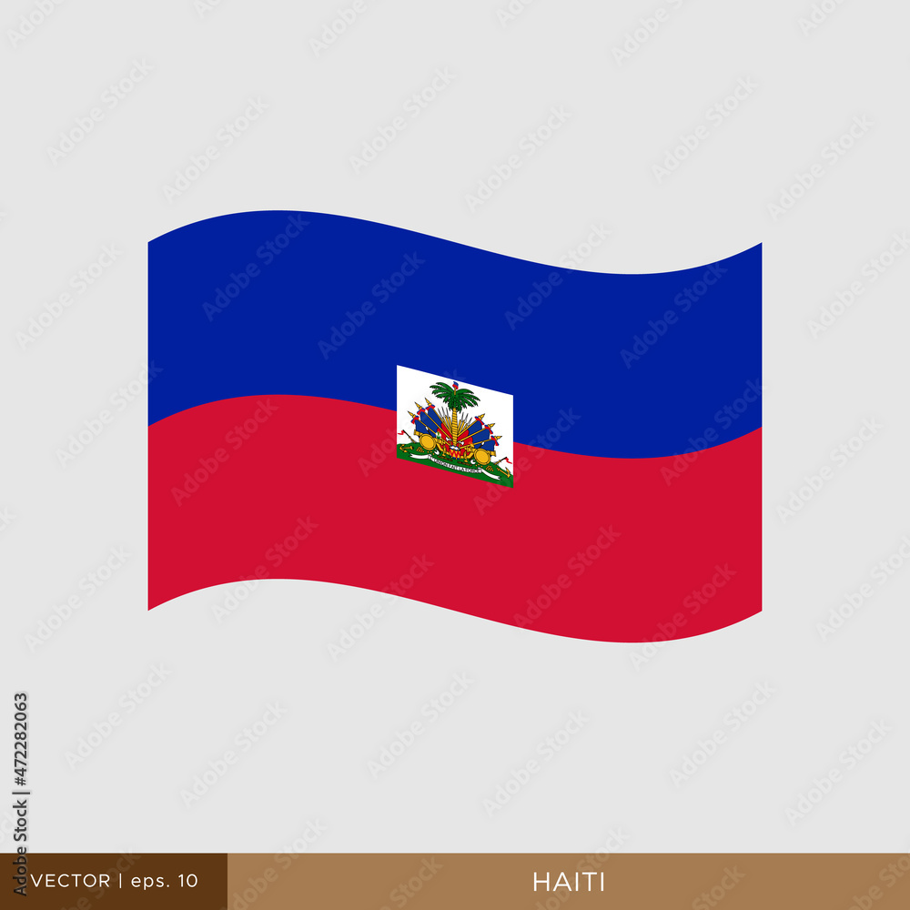 Fototapeta premium Waving flag of Haiti vector illustration design template.