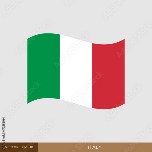 Waving flag of Italy vector illustration design template. Free Download Waving flag of Italy vector illustration design template. - GFXLoad