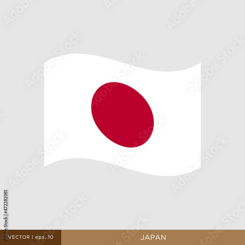 Waving flag of Japan vector illustration design template.