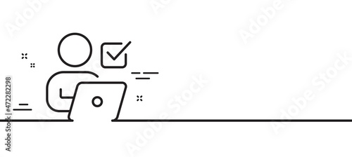 Online Voting line icon. Internet vote sign. Web election symbol. Minimal line illustration background. Online Voting line icon pattern banner. White web template concept. Vector