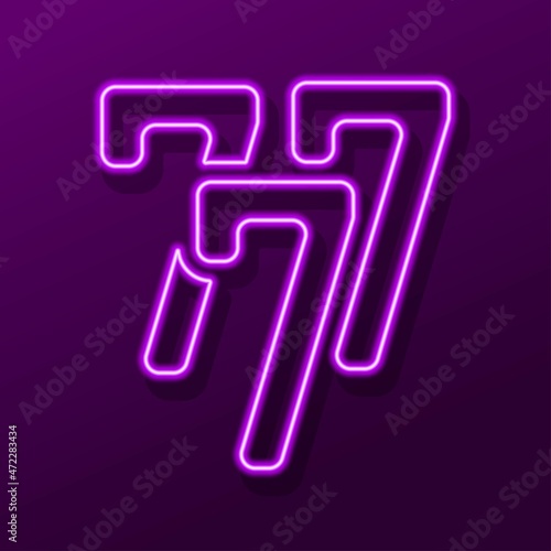 777 neon sign, modern glowing banner design, colorful modern design trends. Vector illustration.