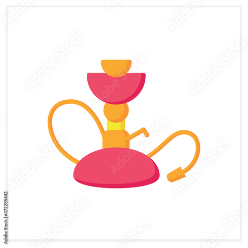 Hookah flat icon. Hookah bar, shop. Smoke bar. Lounge. Restaurant, night club, bar menu. Cocktail party and drinking establishment concept. 3d vector illustration