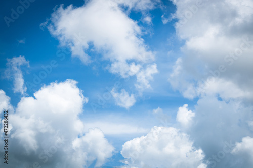 Blue Sky Background With Tiny Clouds. Paradise sky background.