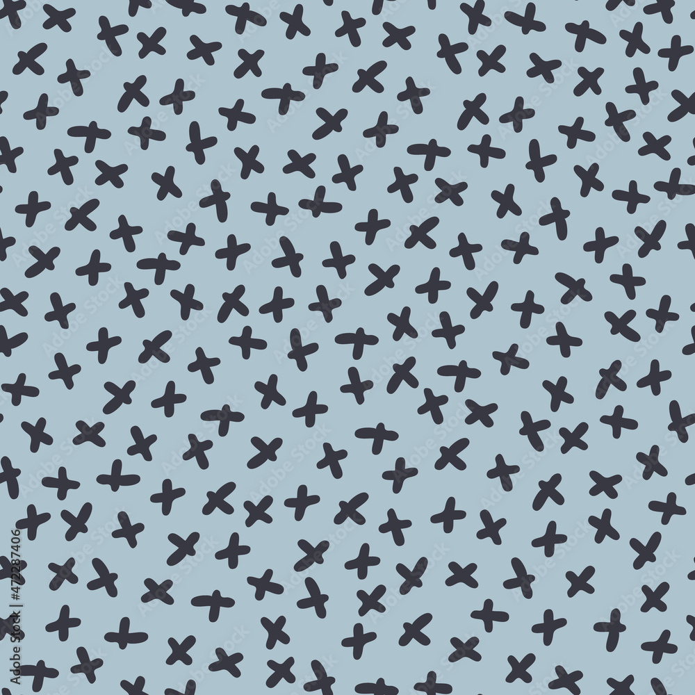 Seamless repeating pattern with hand drawn stars on blue background. Festive wrapping paper. New Year Eve, Christmas concept