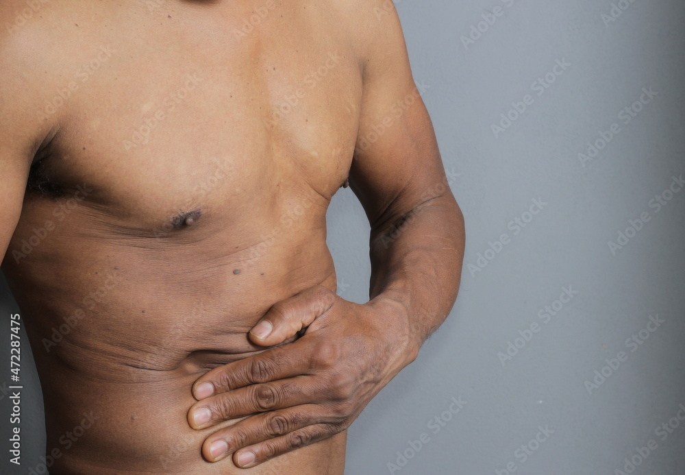 digestive system problem over weight and stomach problems stock photo