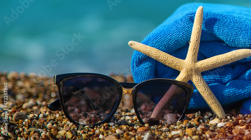 Sea starfish on the beach. Selective focus. © yanadjan