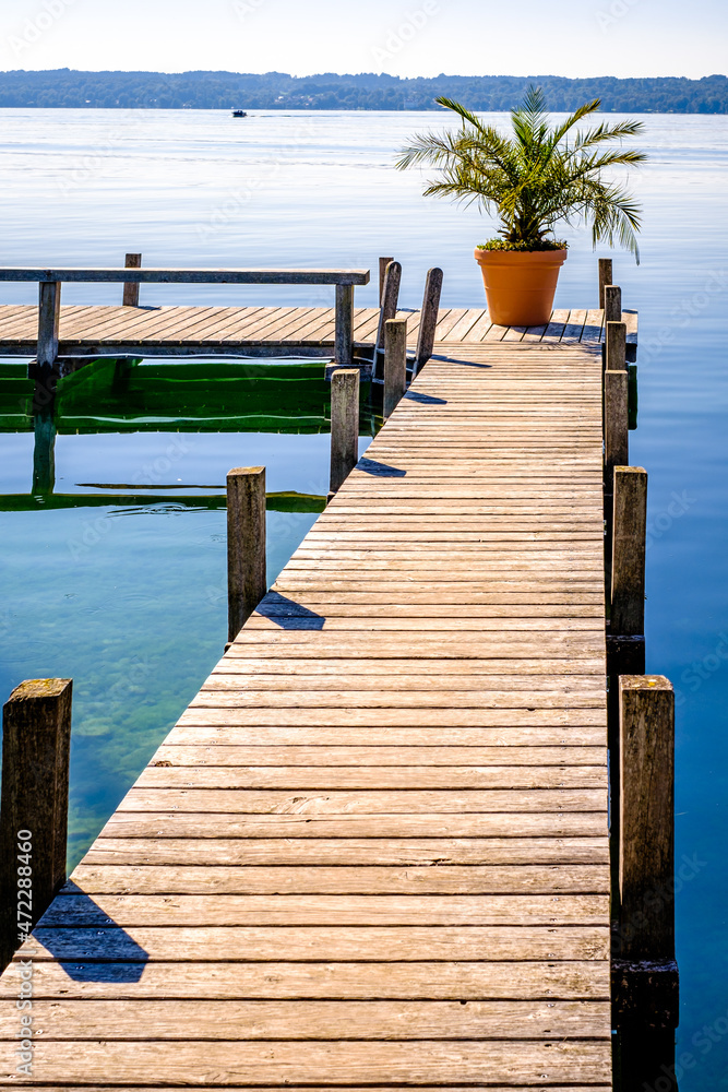 Fototapeta premium old wooden jetty at a lake