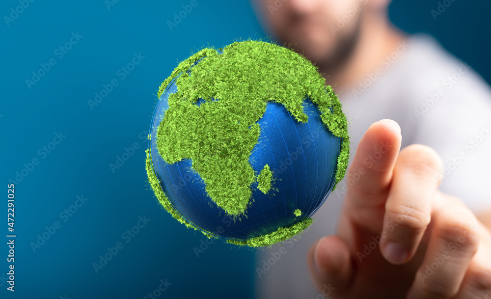 Ecology concept of green Earth globe made of leaves Ecology concept of green Earth globe made of leaves