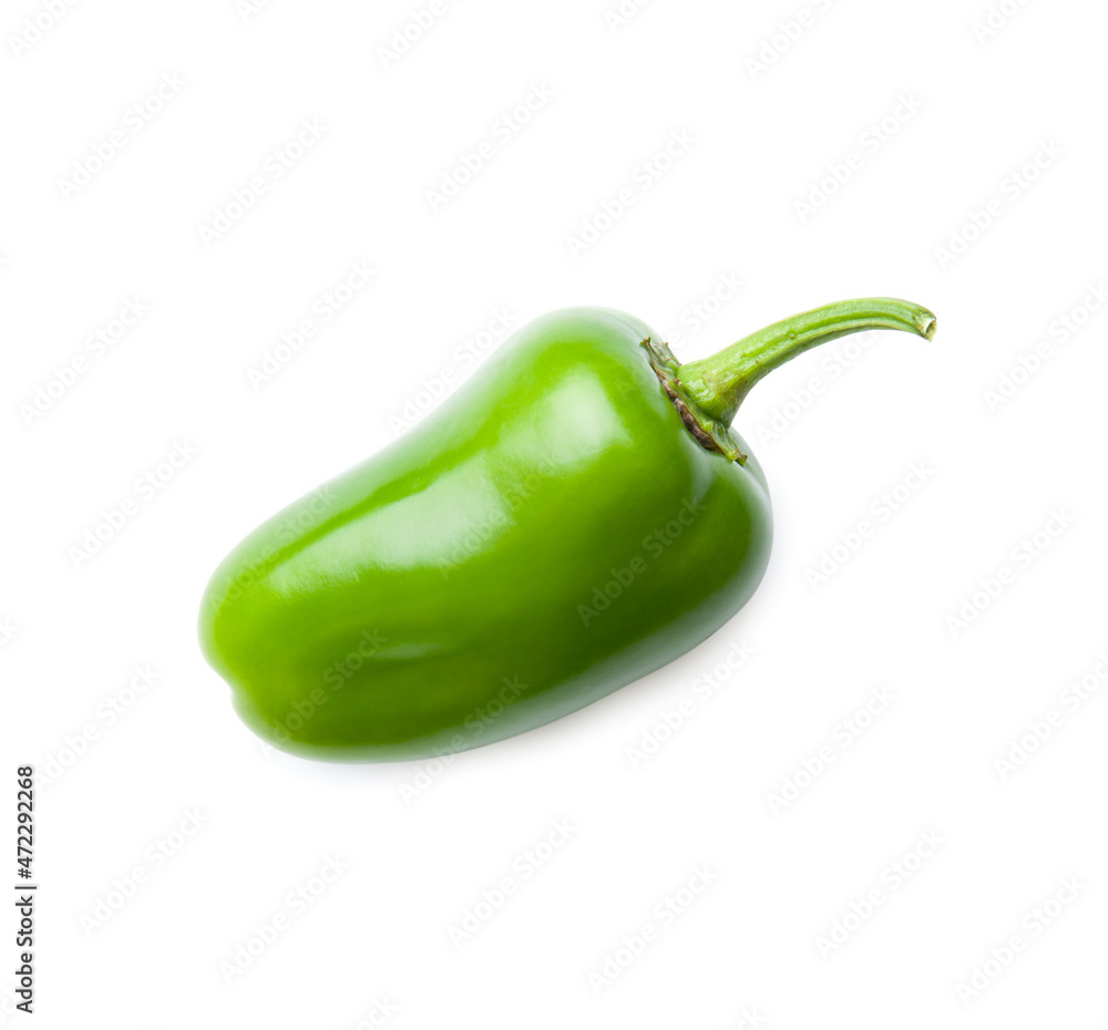 Ripe jalapeno or pepperoni isolated on white background. Closeup view ...