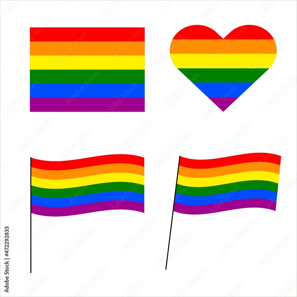 Fototapeta premium Set of symbols with the colors of the LGBT flag. Vector illustration.
