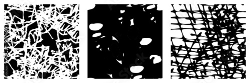 Set of black and white grunge textures