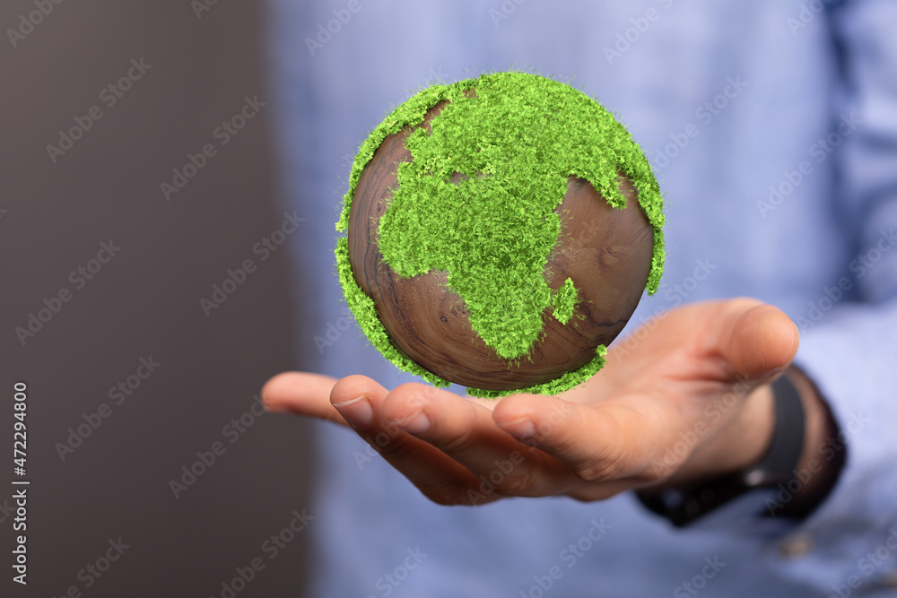 Green 3D Planet Concept, recycle sign Green 3D Planet Concept, recycle sign