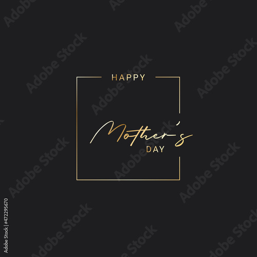 Mothers day lettering logo in golden square