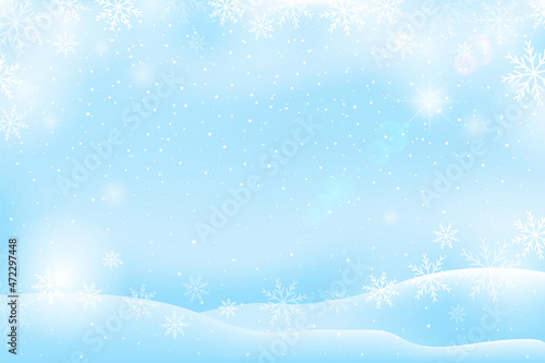 abstract christmas and winter snowy landscape background vector illustration