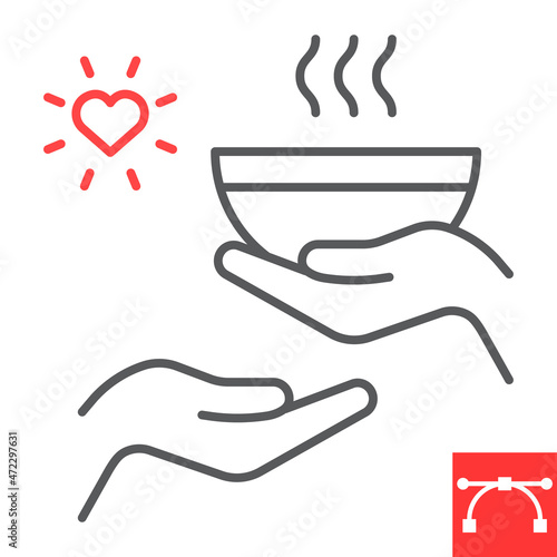 Food sharing line icon, care and volunteering, food share vector icon, vector graphics, editable stroke outline sign, eps 10.