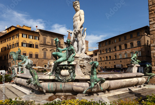  Fountain of Neptune by Bartolomeo Ammannati, in the Piazza della Signoria, Florence, Italy photo