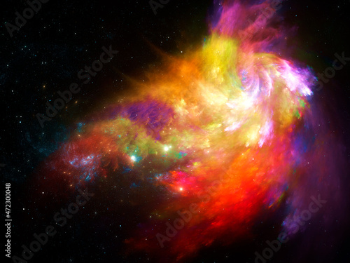 Abstract space background with bright galaxy - computer generated illustration