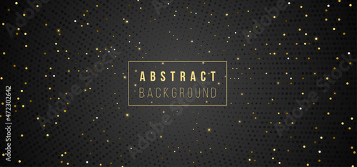 Abstract black gold background glitter web banner