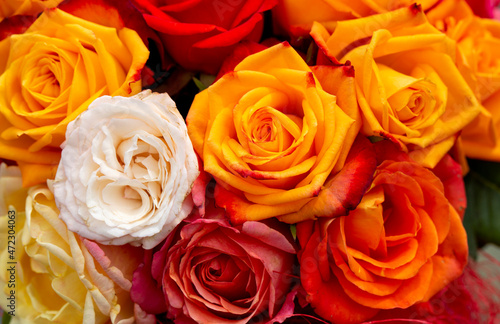 Beautiful flower bouquet with various colored roses