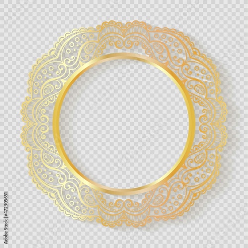 Vector vintage circle frames, made of lace with shadow. Elegant design template for invitations, cards, information.