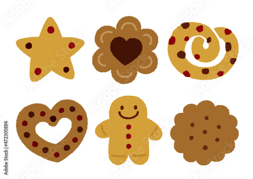Illustrations of various kinds of delicious and cute cookies／おいしくてかわいいクッキーのイラスト