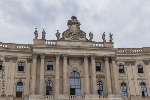 Architectural fragments of Old University Library (1810) at Bebelplatz in Berlin. Germany.
