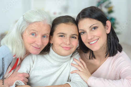 portrait of three family members