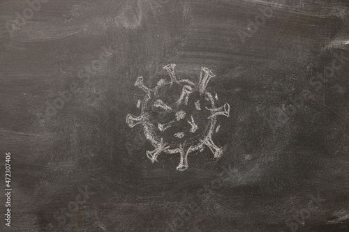 Virus vaccination Chalk drawing on blackboard