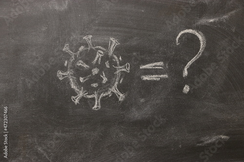 Virus vaccination Chalk drawing on blackboard