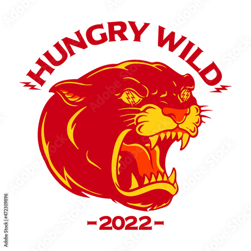 angry panther head illustration vector