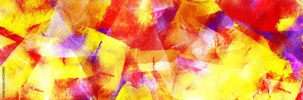 Abstract background painting art with red, yellow and orange tie die paint brush for Christmas holidays poster, banner, website, or presentation design.