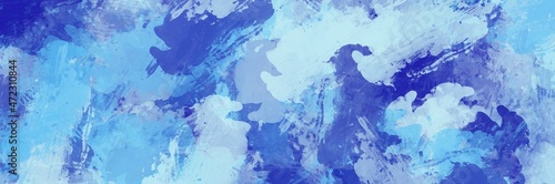 Abstract background painting art with blue marine camo paint brush for Christmas holidays poster, banner, website, or presentation design.