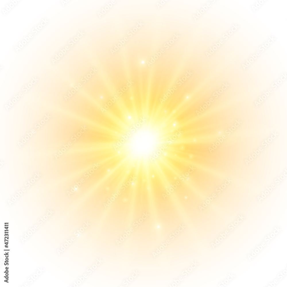 Flash yellow sun, star flashed with sparkles. Flash yellow sun, star flashed with sparkles.