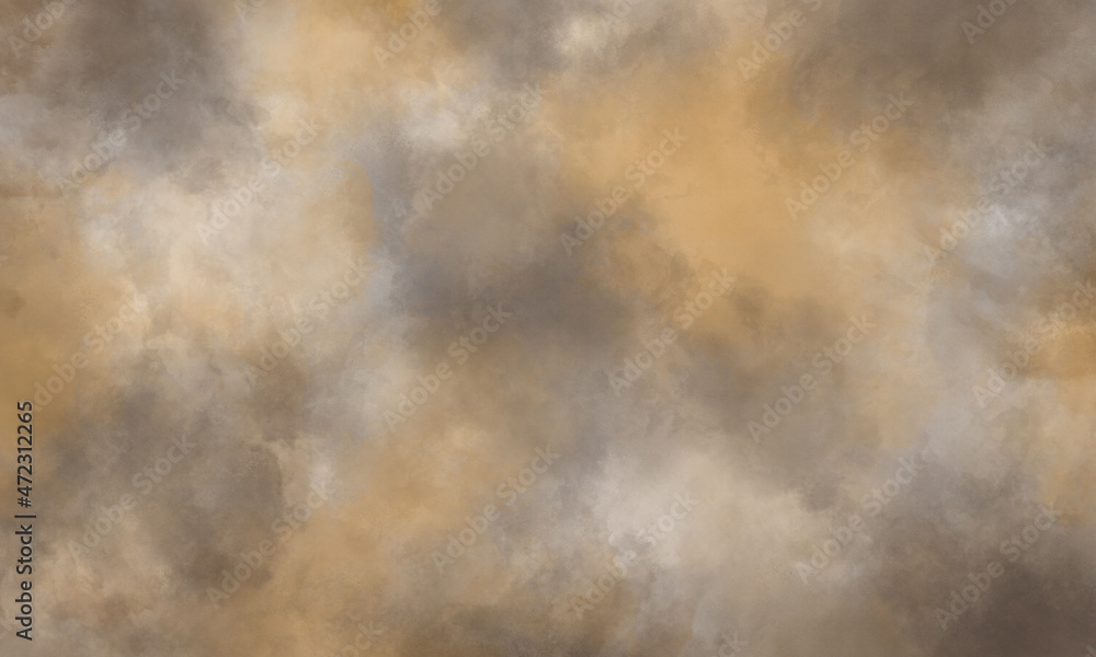 Abstract watercolor background in brown, yellow and gray tones. Copy space, horizontal banner.