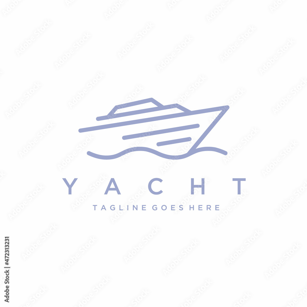 Minimalist yacht logo design premium vector, yacht logo design