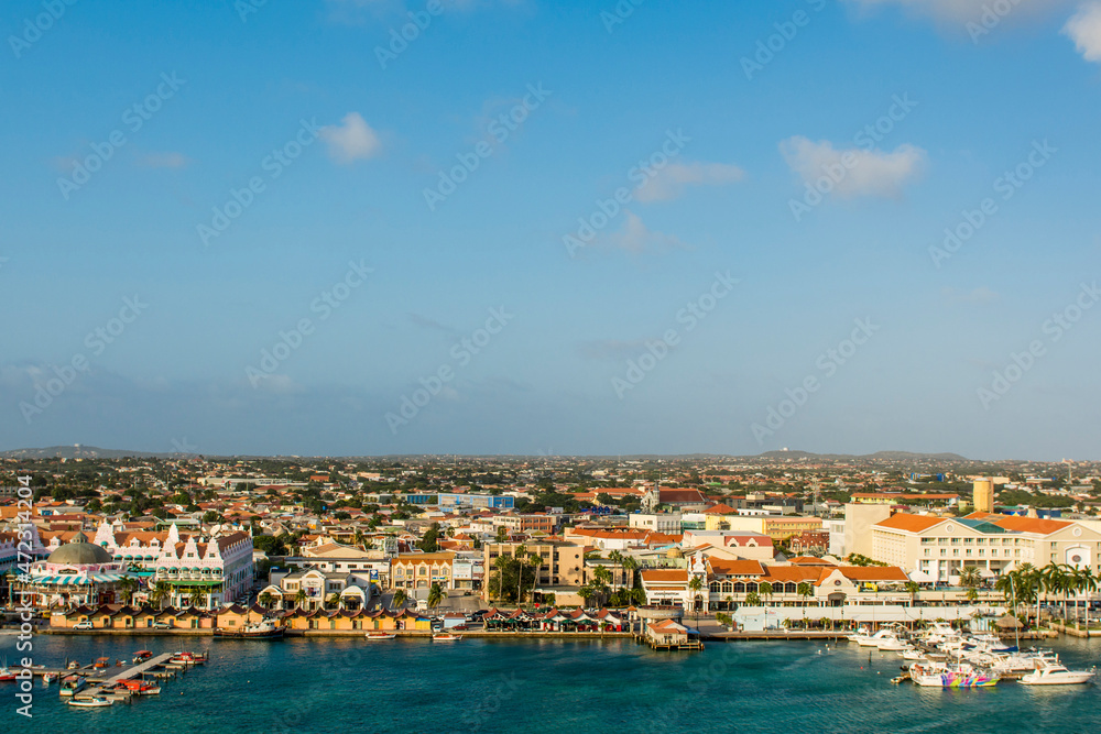 Aerial view of Oranjestad, Aruba.