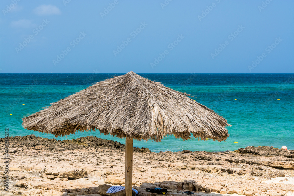 Beach umbrella Arashi Beach Aruba.