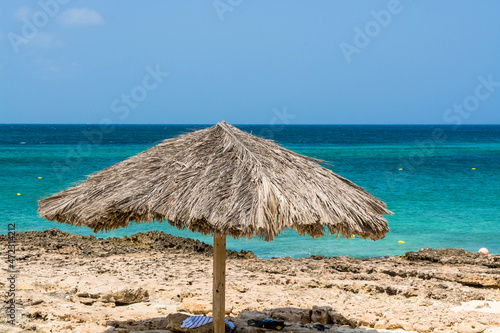 Beach umbrella Arashi Beach Aruba. photo