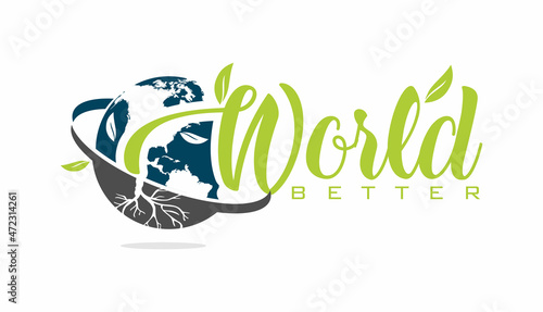better world logo with globe and leaves illustration